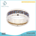 Fashion silver high polished edge with carbon fiber titanium ring jewelry